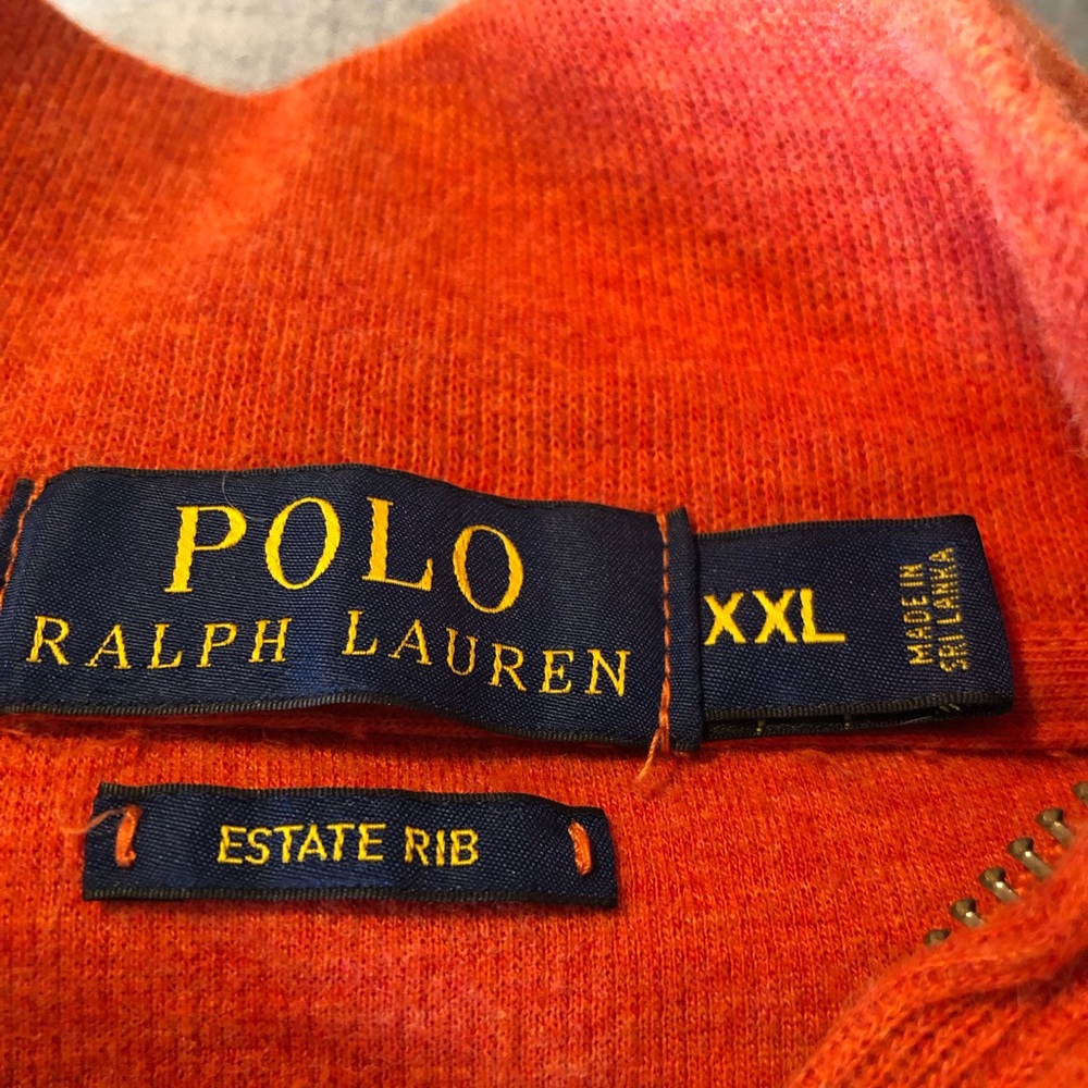 Polo by Ralph Lauren Pumpkin Orange Estate Rib Quarter-Zip Sweater Sz. XXL - Picture 6 of 6